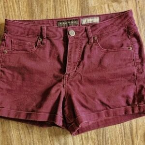2/$15 Aeropostale Maroon Jean Shorts with Cuffed Hem